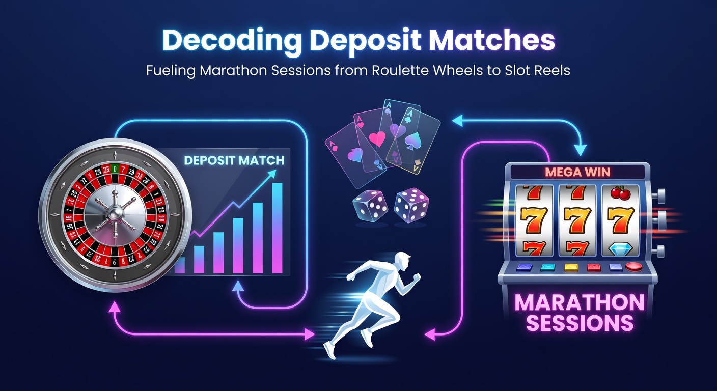 Detaillierte Darstellung eines Spielers, der mit Deposit-Match-Bonus Roulette dreht und zu Slots wechselt, mit Bonus-Symbolen im Vordergrund